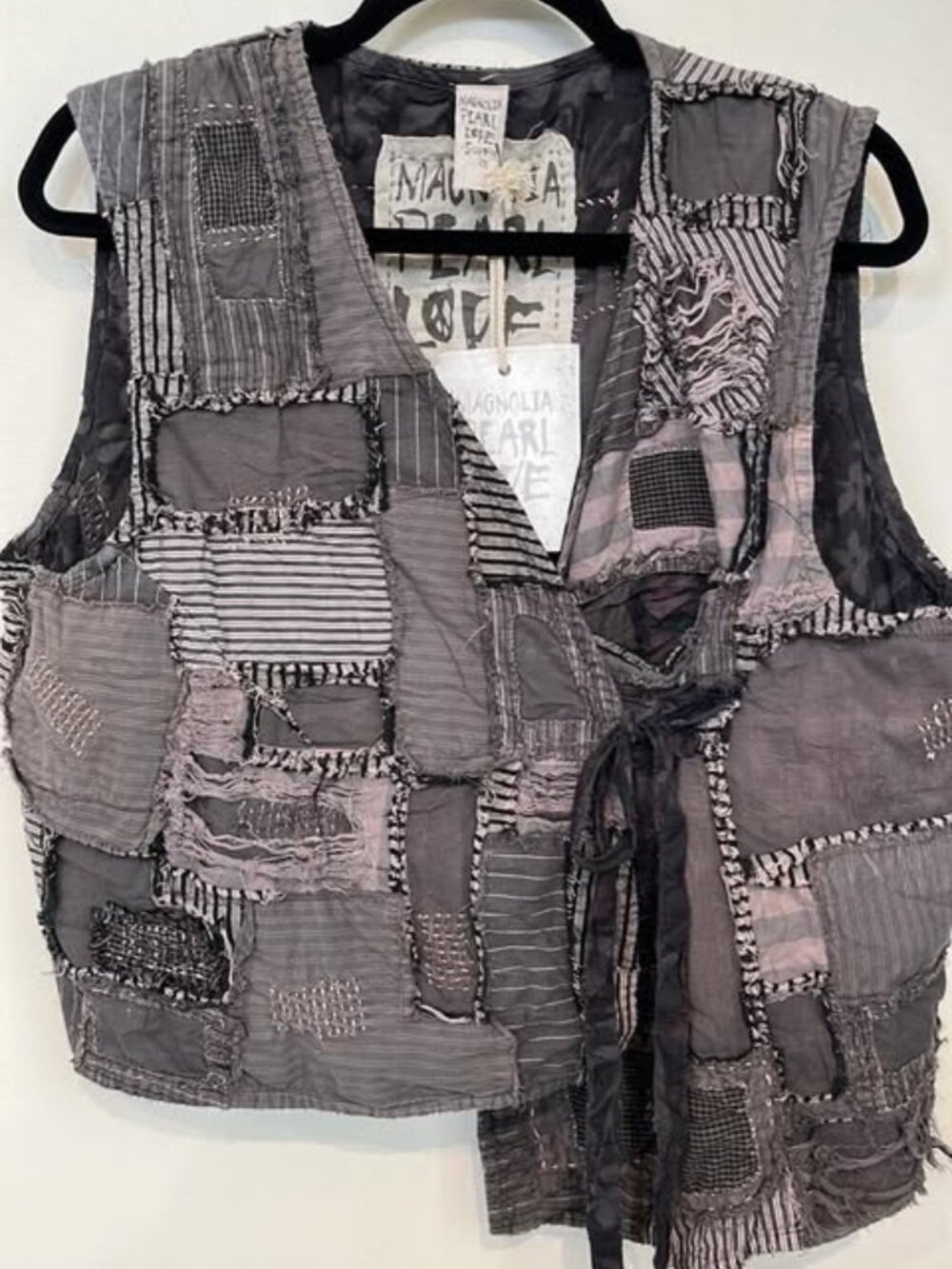 Magnolia Pearl 🖤SOLD OUT 🖤Yarn dyed Patchwork Reversible NIKHA VEST 055 NWT